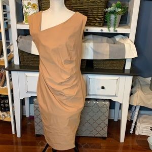 MUCXXN Camel Sleeveless Dress w/Ruching Sz 3X, EUC